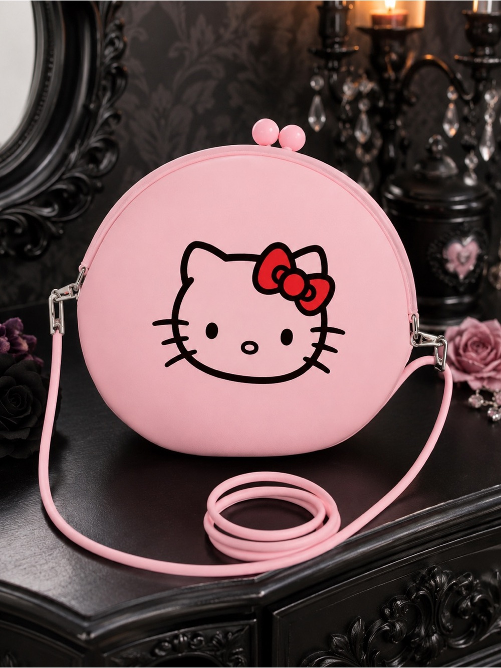 Hello Kitty Pink Silicone Crossbody Purse Bag.NEW
